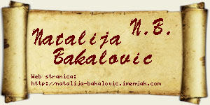 Natalija Bakalović vizit kartica